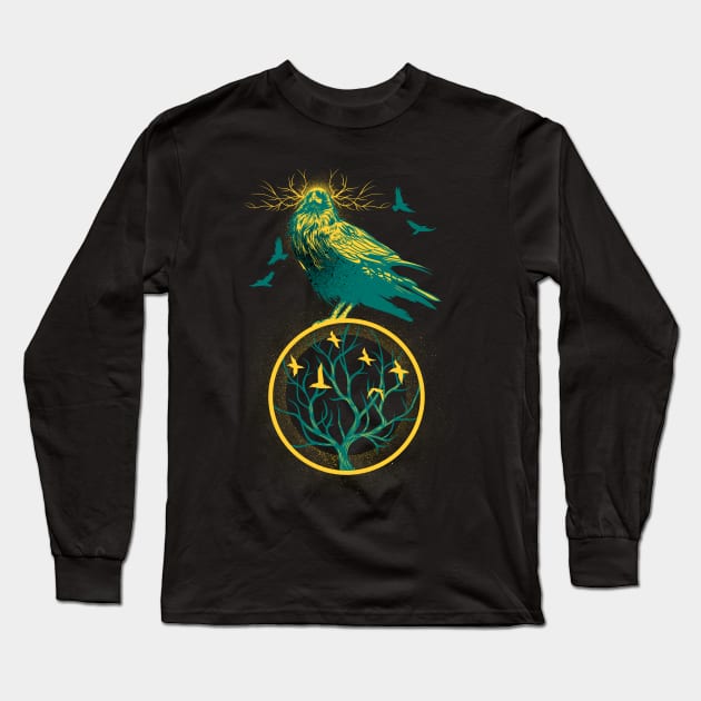 Raven Tree of Life Long Sleeve T-Shirt by Manfish Inc.